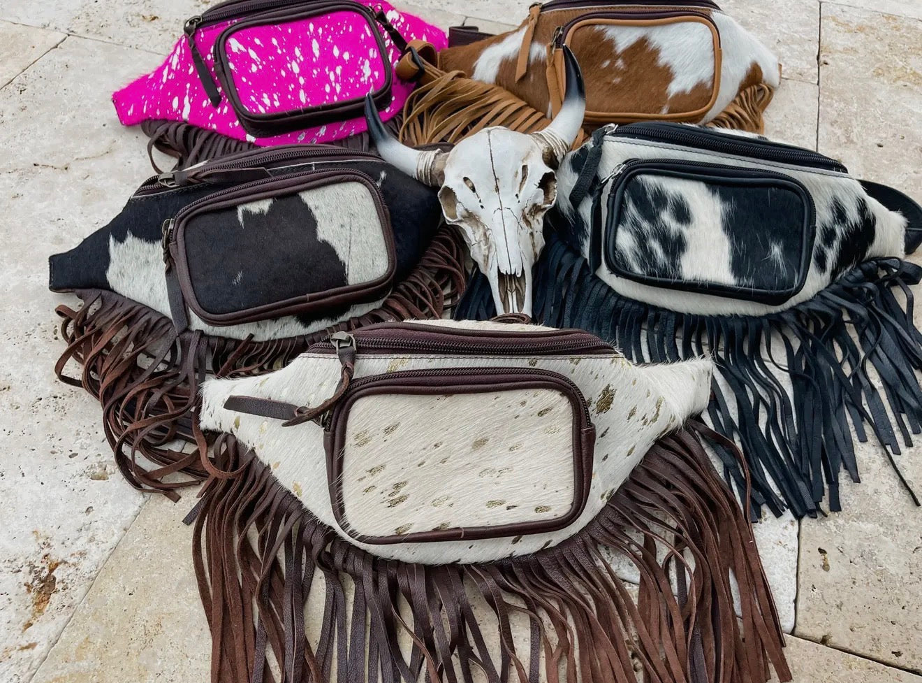 Western Cowhide Fringe Bum Bag