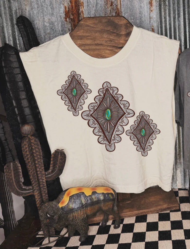Cream Color Concho Muscle Crop
