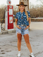 Light Wash Distressed Shorts