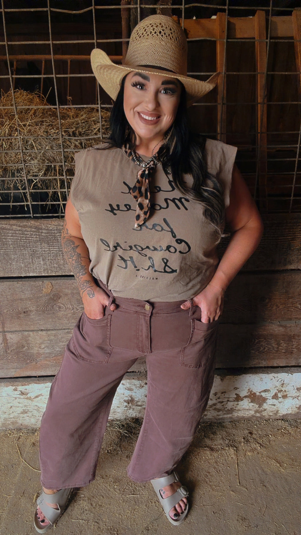 Coffee Denim Barrel Jeans