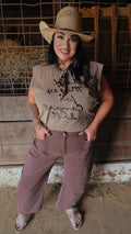 Coffee Denim Barrel Jeans
