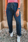 Checkered Side Panel Denim Jeans