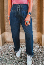 Checkered Side Panel Denim Jeans