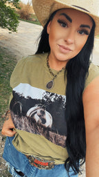 Wild Horses Green Muscle Tee