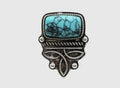 Boot Stitch Turquoise Cuff Ring