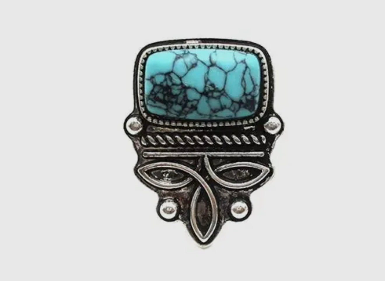 Boot Stitch Turquoise Cuff Ring