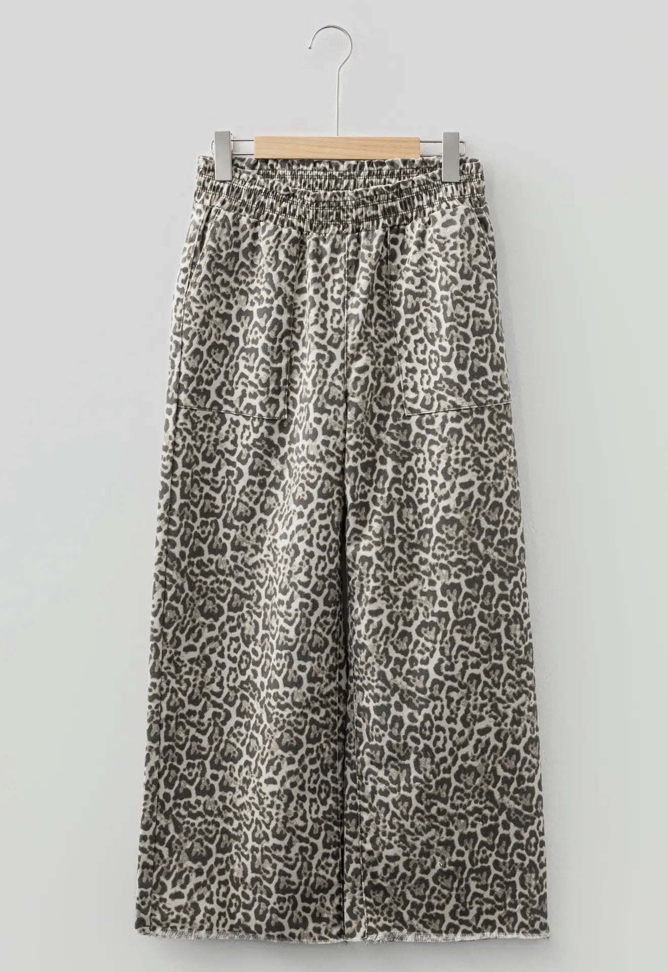 Leopard Denim Wide Leg Jeans
